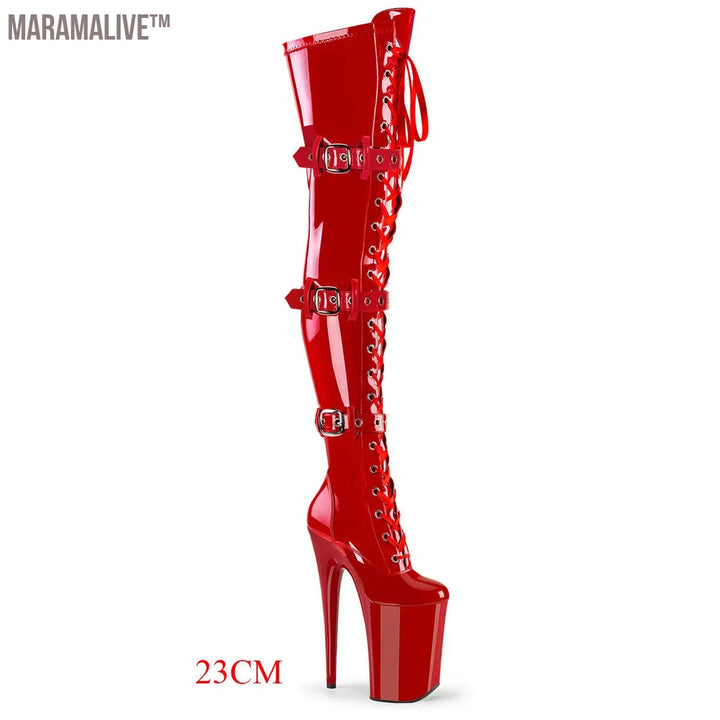 Cool matte black stylish 15-23cm heels, pole dancing performance/modeling boots, sexy over-the-knee boots