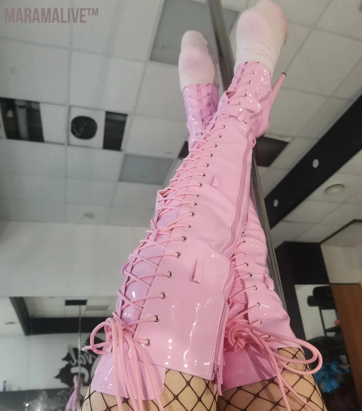 Cool stylish 15-23cm heels, pole dancing performance/modeling boots, sexy over-the-knee boots