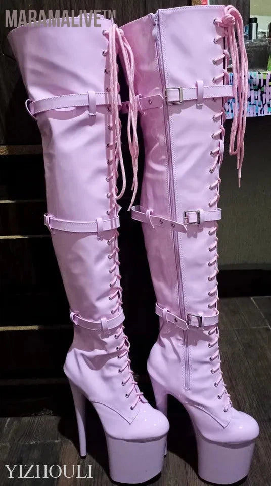 Cool violet stylish 15-23cm heels, pole dancing performance/modeling boots, sexy over-the-knee boots