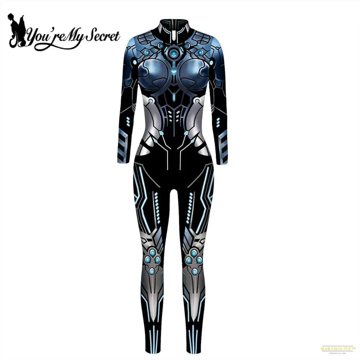 Cosplay Costume Punk Robot Punk 3D Print Black Women Bodysuit Slim Jumpsuit Unisex Performance Outfit Catsuit