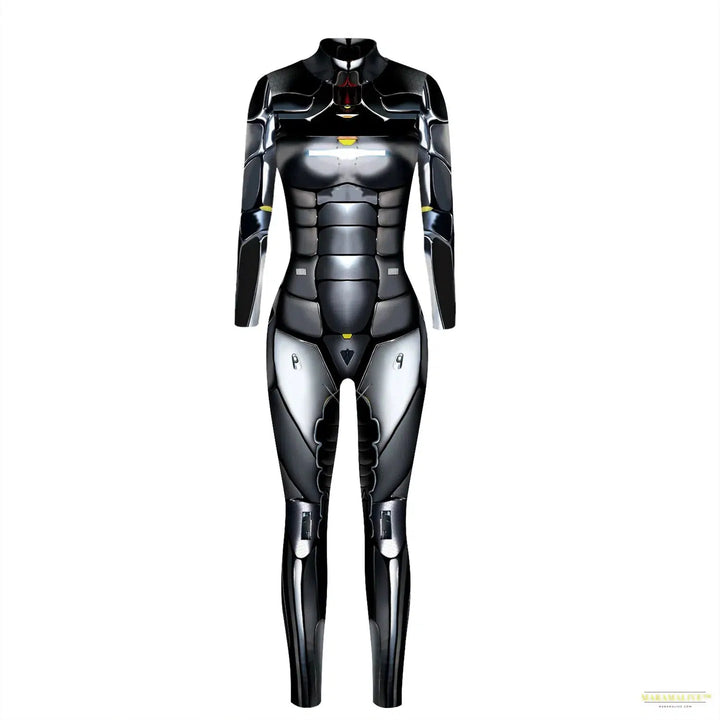 Cosplay Costume Punk Robot Punk 3D Print Black Women Bodysuit Slim Jumpsuit Unisex Performance Outfit Catsuit