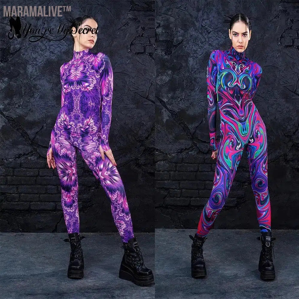 Cosplay Costumes for Women Carnival punk Steampunk Sexy Jumpsuit Performance 3D Printing Zentai Bodysuit