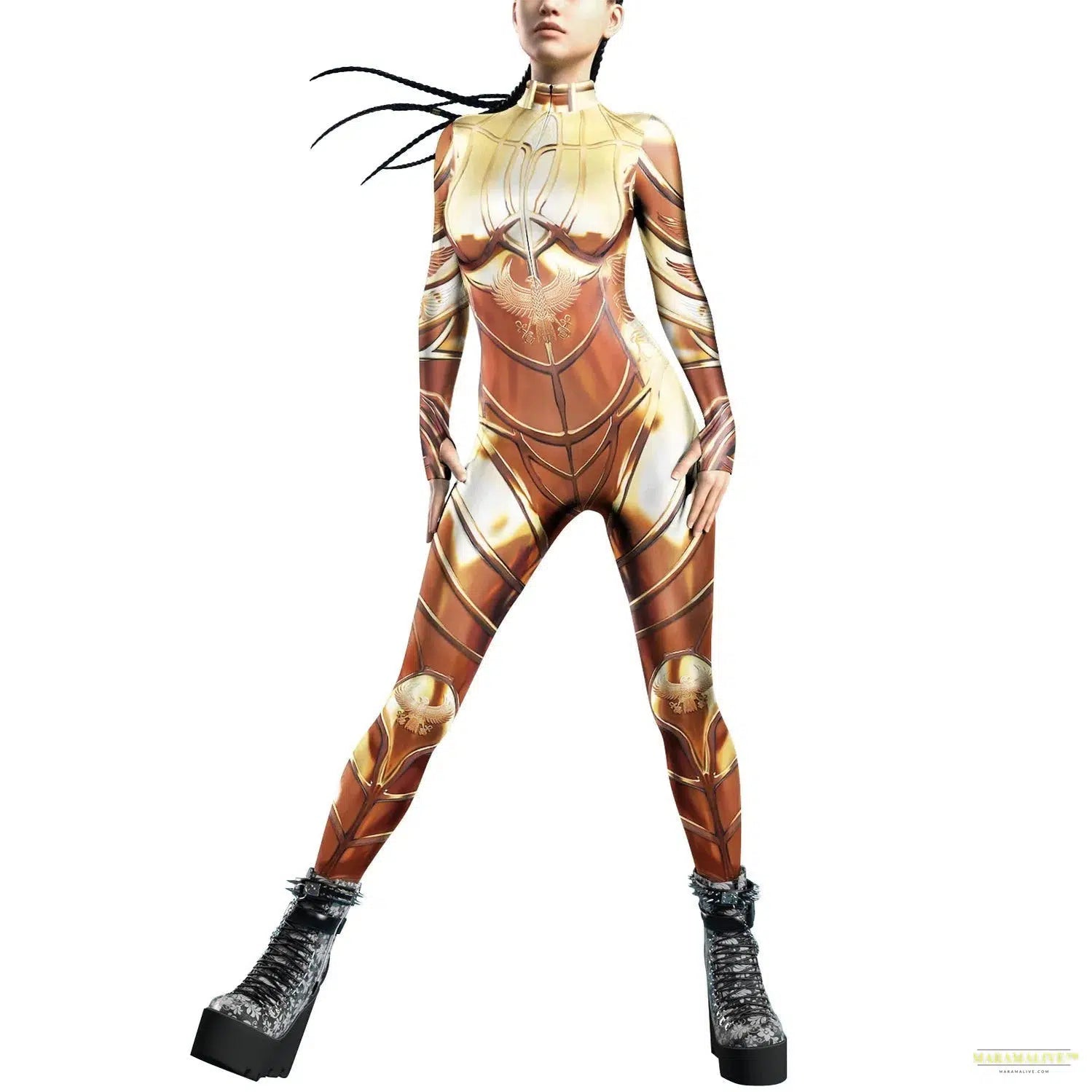 Cosplay Punk Robot Future Technology Women Jumpsuits Colorful Texture Print Bodysuit Costume Halloween Outfit