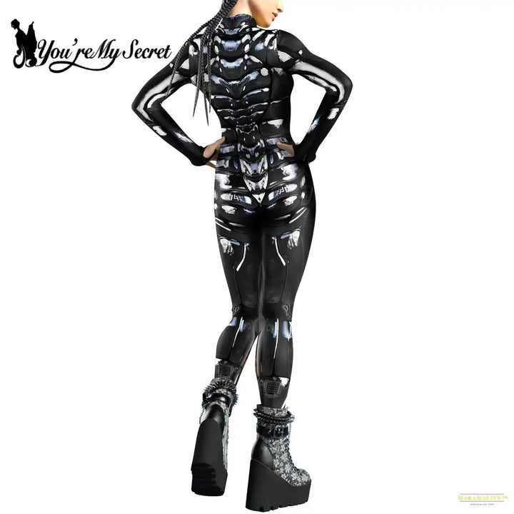 Cosplay Punk Robot Future Technology Women Jumpsuits Colorful Texture Print Bodysuit Costume Halloween Outfit