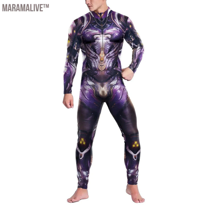 Cosplay Robot Jumpsuit Steampunk Armor 3D Printing Zentai Bodysuit Skinny Clothing Halloween Carnival Romper