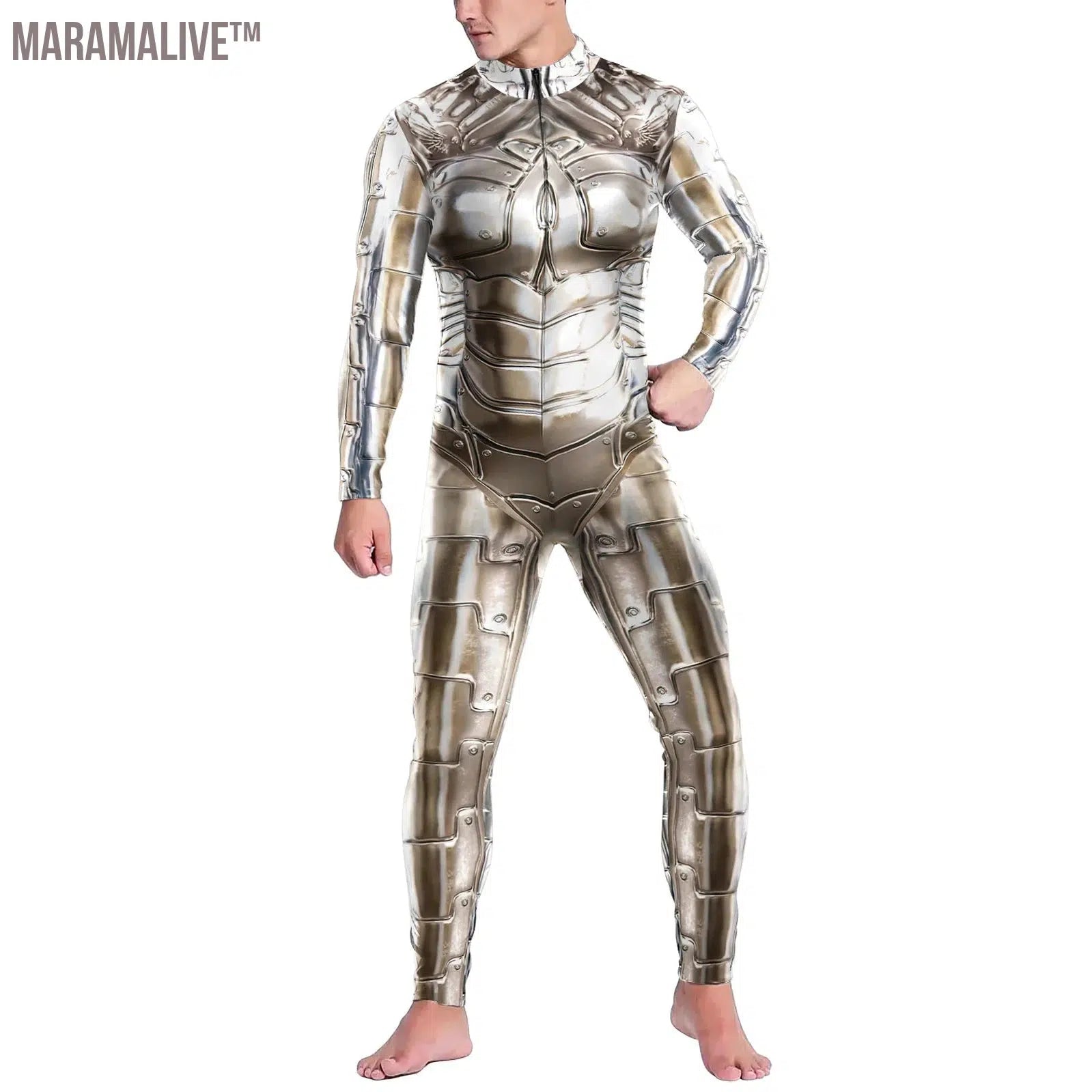 Cosplay Robot Jumpsuit Steampunk Armor 3D Printing Zentai Bodysuit Skinny Clothing Halloween Carnival Romper