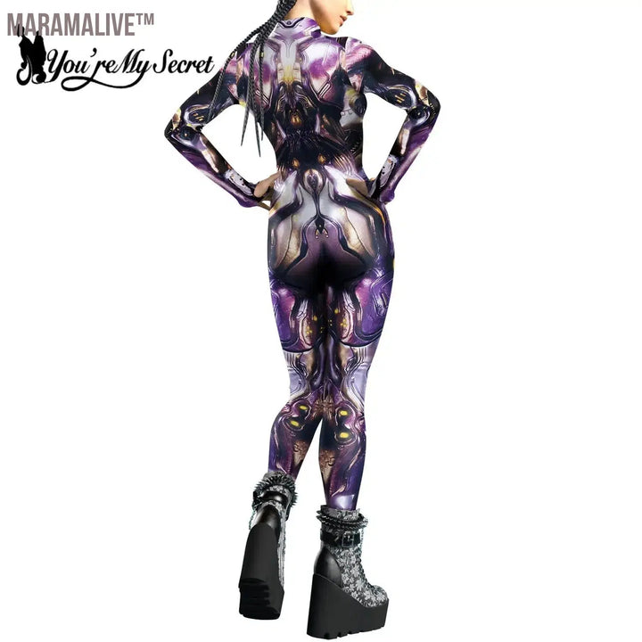 Cosplay Robot Jumpsuit Steampunk Armor 3D Printing Zentai Bodysuit Skinny Clothing Halloween Carnival Romper