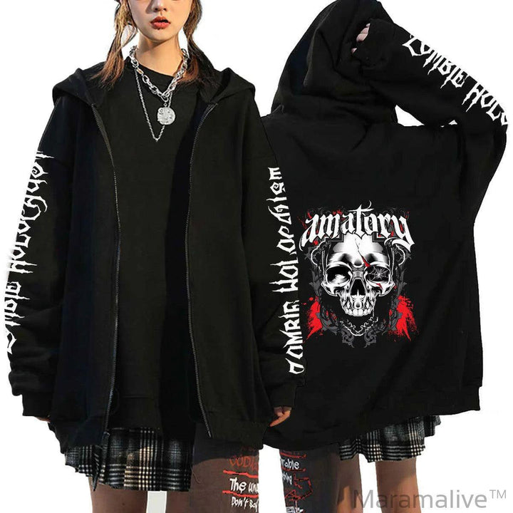 Couples' Gothic Skull Hoodie - Gothic Couples Hoodie