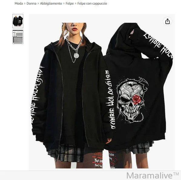 Couples' Gothic Skull Hoodie - Gothic Couples Hoodie