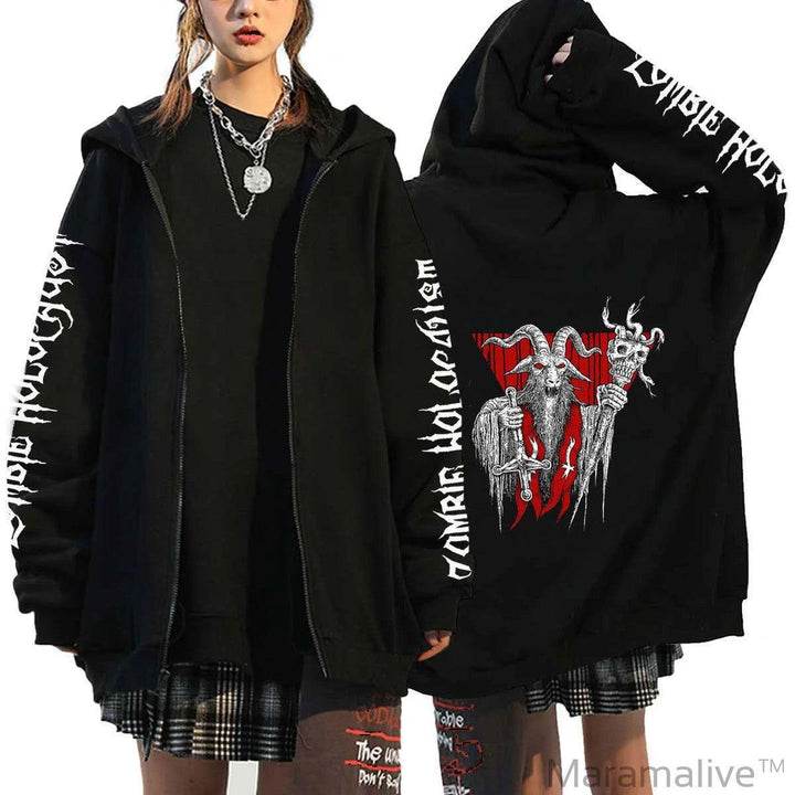 Couples' Gothic Skull Hoodie - Gothic Couples Hoodie