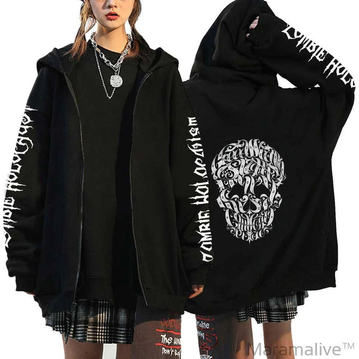 Couples' Gothic Skull Hoodie - Gothic Couples Hoodie