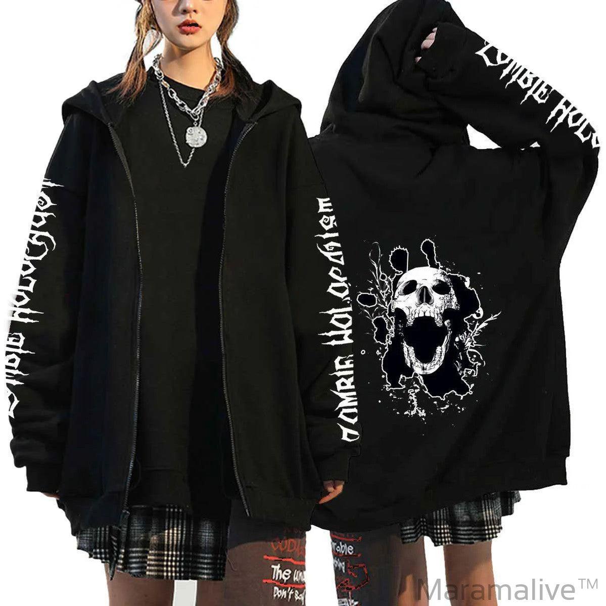 Couples' Gothic Skull Hoodie - Gothic Couples Hoodie