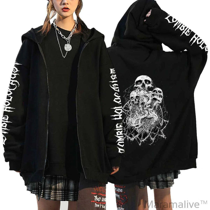 Couples' Gothic Skull Hoodie - Gothic Couples Hoodie