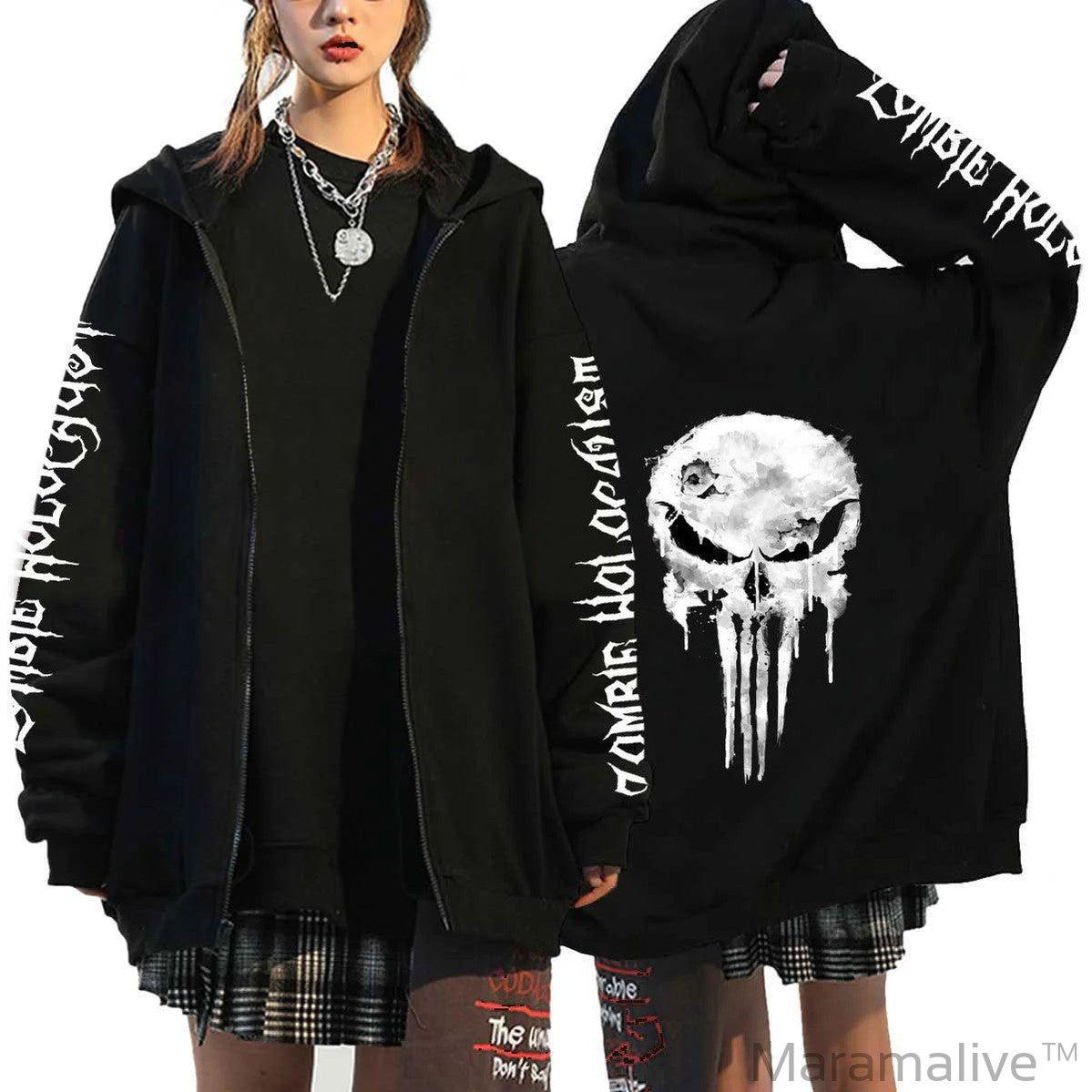 Couples' Gothic Skull Hoodie - Gothic Couples Hoodie