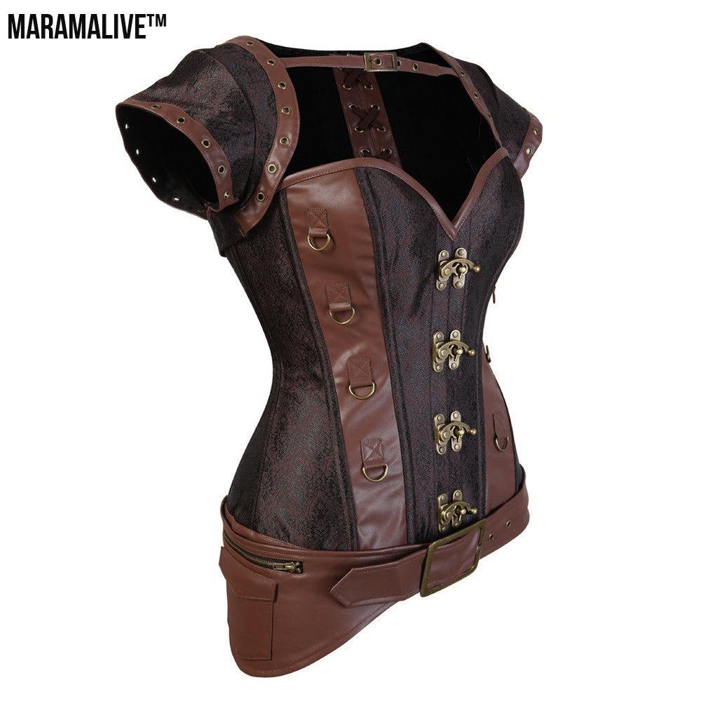 Court Gothic PU Retro Fashion Luxury Sexy Lock Corset