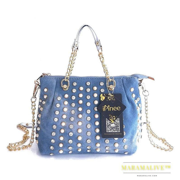 Cowgirl Diamond-studded One-shoulder Messenger Handbag