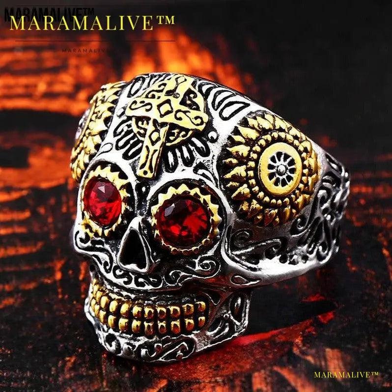 Crazy Design Multi colored Striking Skull Ring Biker Make it Yours Now