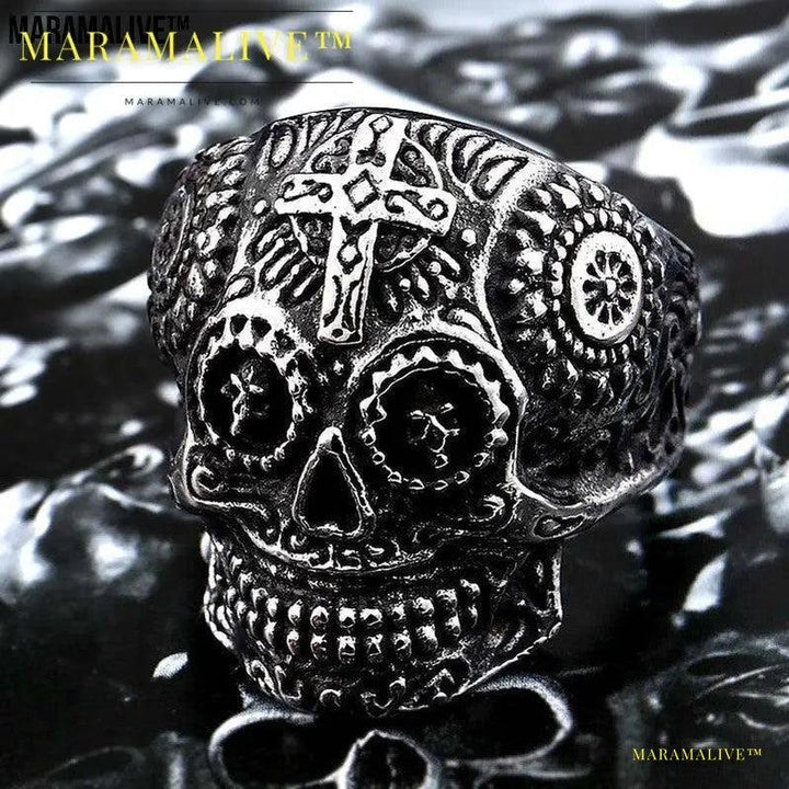 Crazy Design Multi colored Striking Skull Ring Biker Make it Yours Now