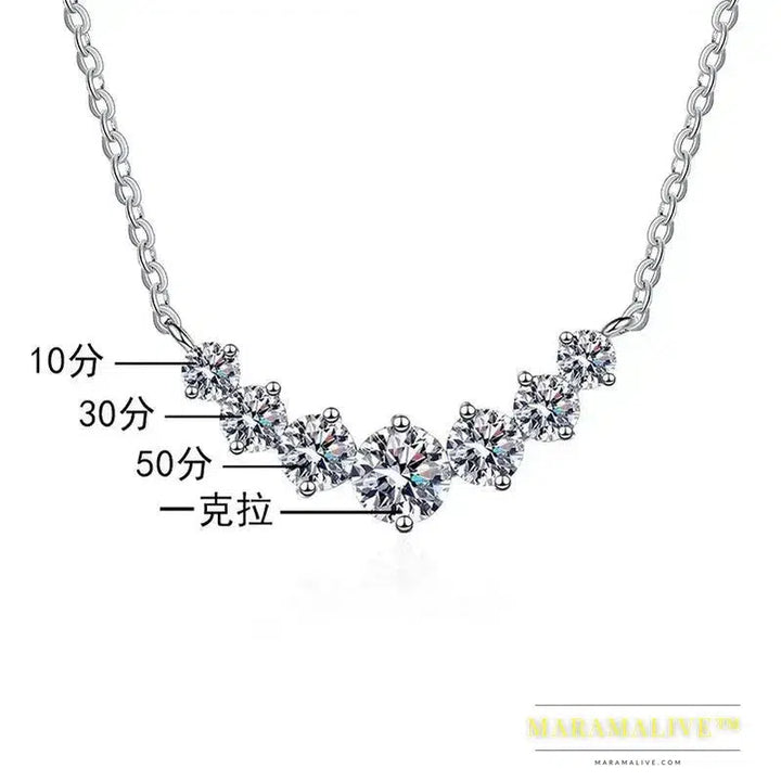 Creative 925 Sterling Sliver 5ct Moissanite Necklace for Woman Wedding Jewely with Certificates Plated 18k White Gold Necklace