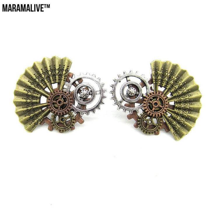 Creative Alloy Steampunk Sector Gear Earrings