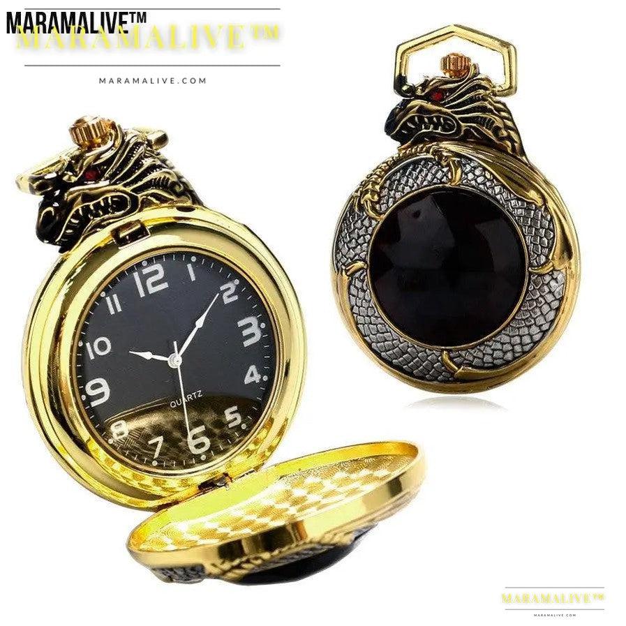 Creative golden dragon pocket watch