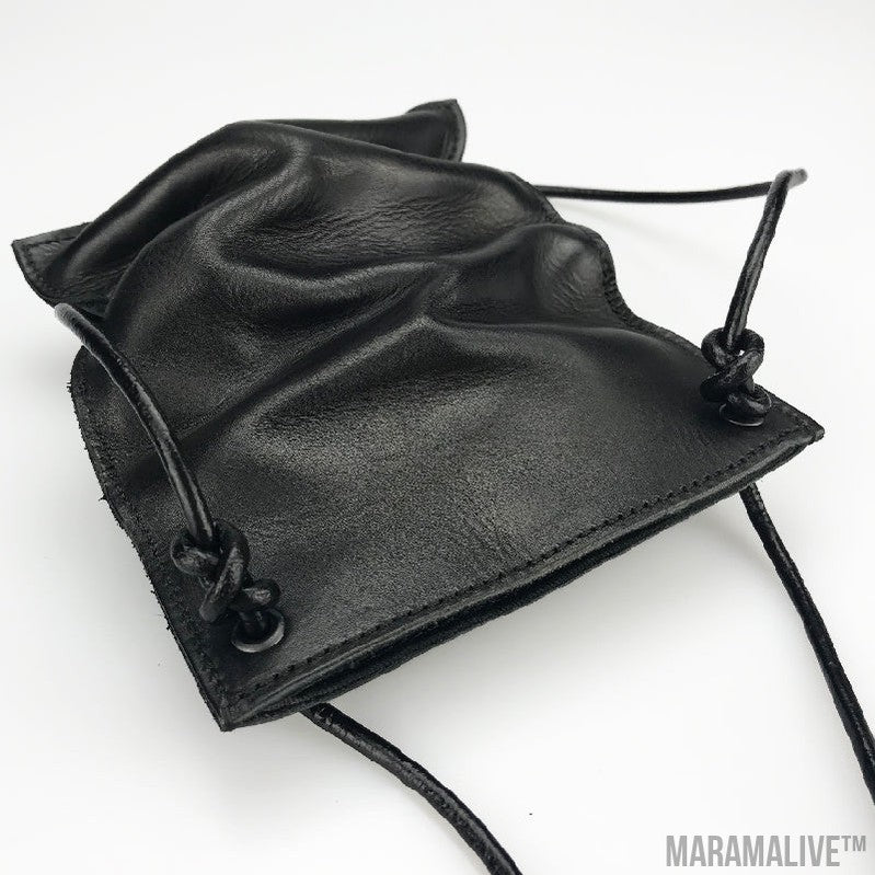 Crinkled Stacked Leather Cross Shoulder Bag