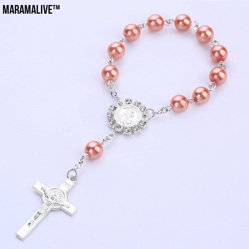 Cross Pendant Rosary Bracelet