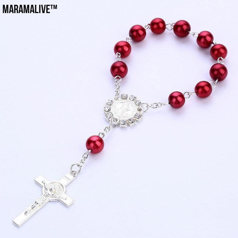 Cross Pendant Rosary Bracelet