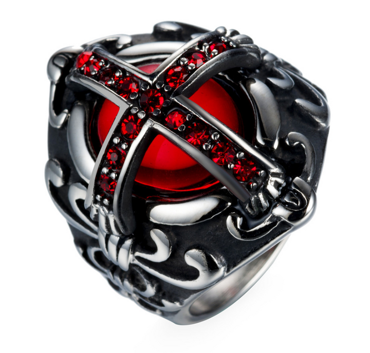 Cross red diamond ring