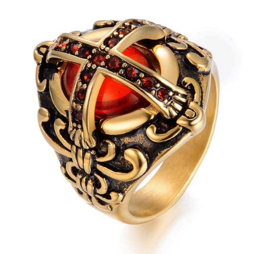 Cross red diamond ring