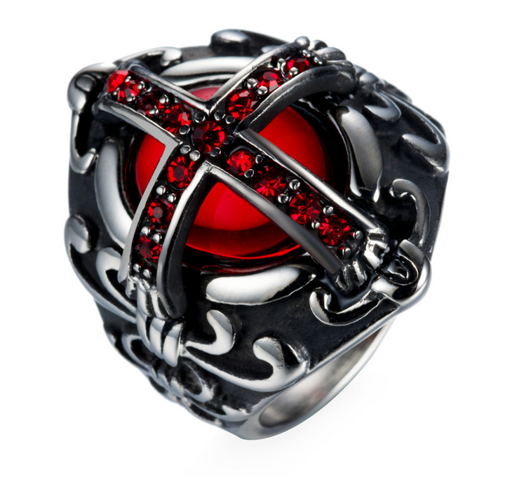 Cross red diamond ring