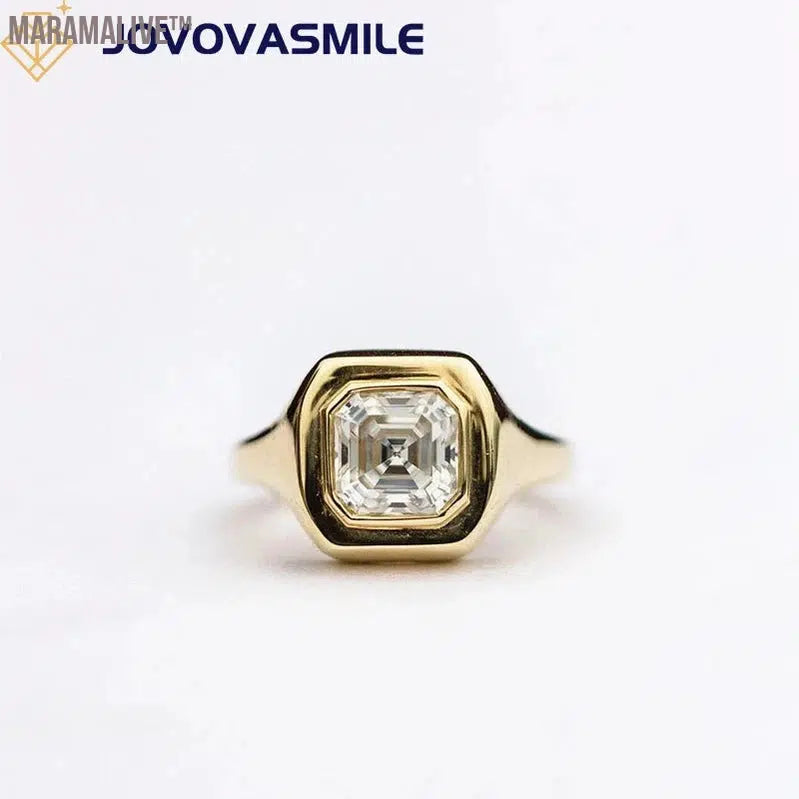 Cut Moissanite Ring 1.5 Carat 6.5mm Silver 18K Plated Gold Luxury Designer Bezel Jewelry for Women