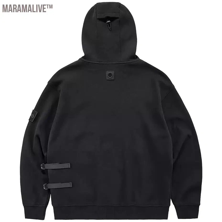 Cyber Techwear Function Hoodie Men Fake Two Piece Tactical Cargo Hoodies Harajuku Oversized Hip Hop Black Sweatshirt Pullover