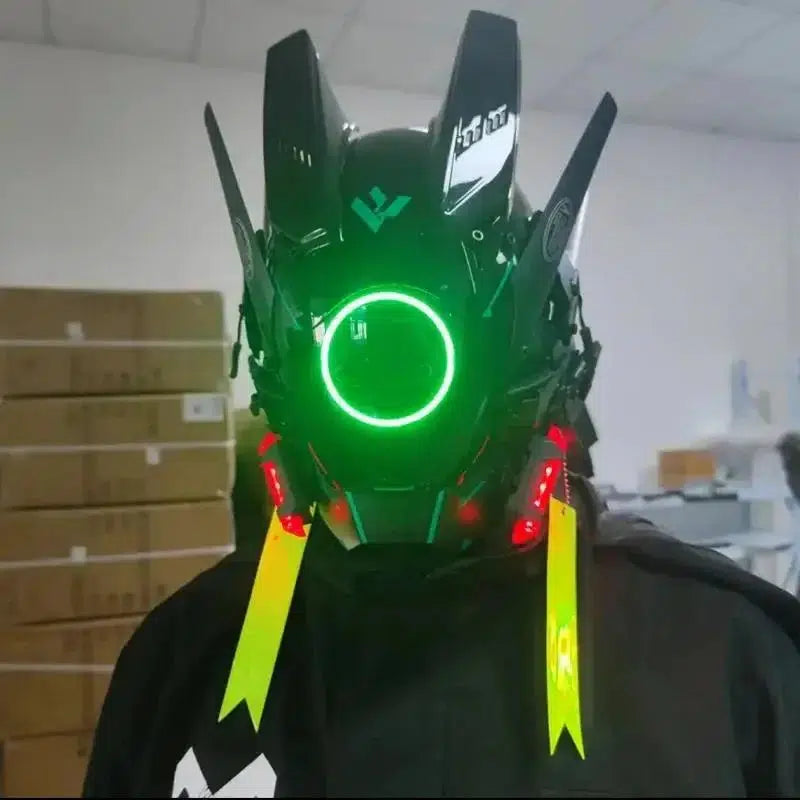 Cyberpunk Mask Led Hair Festival Halloween Christmas Cosplay Helmet Party Gift For Adults New