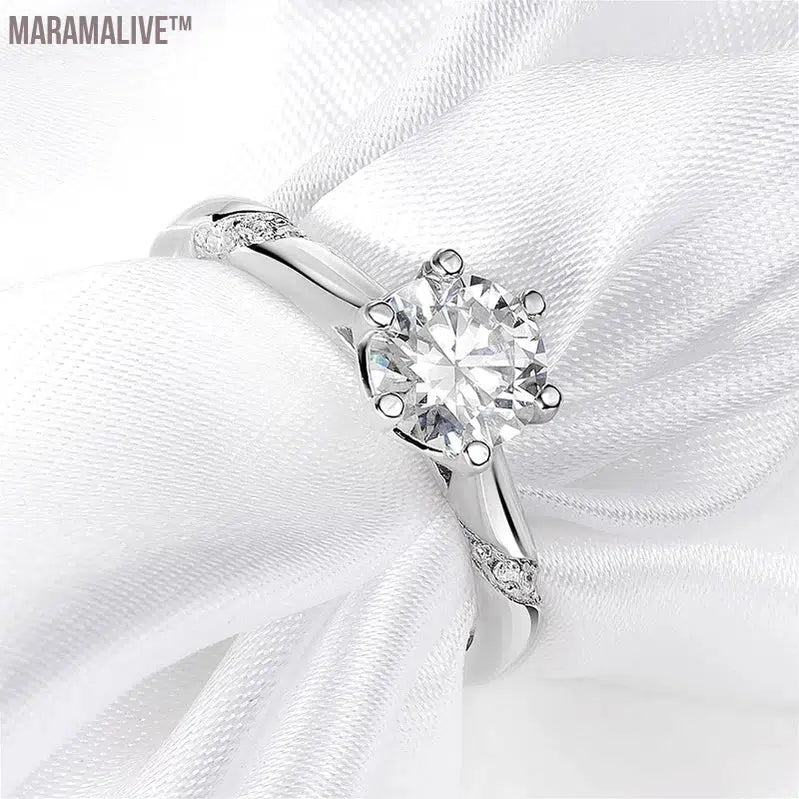 D Color 1-3 Carat Solitaire Moissanite Engagement Ring for Women Sparkling Lab Grown Diamond Band Ring 925 Silver Jewelry