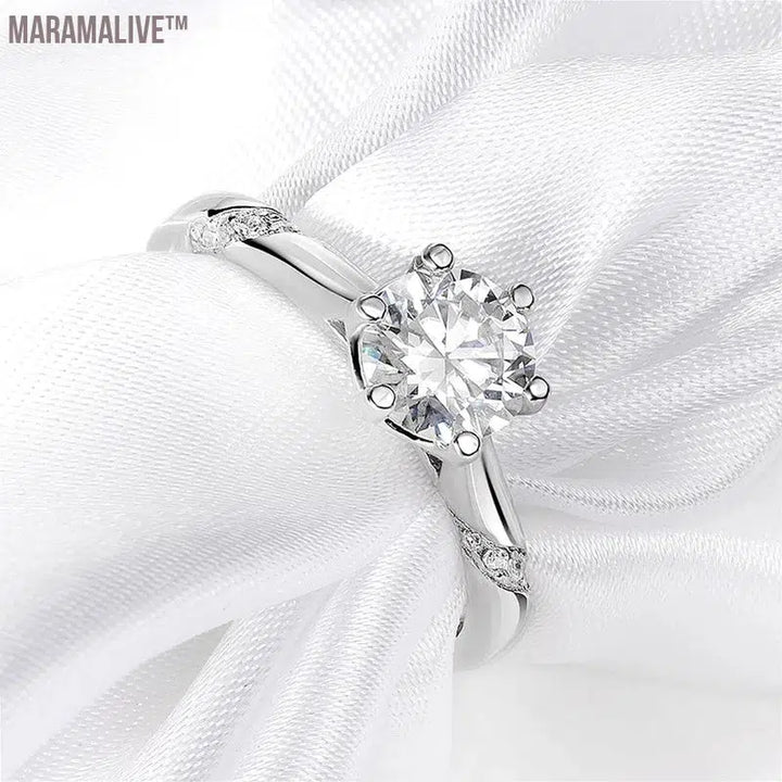 D Color 1-3 Carat Solitaire Moissanite Engagement Ring for Women Sparkling Lab Grown Diamond Band Ring 925 Silver Jewelry