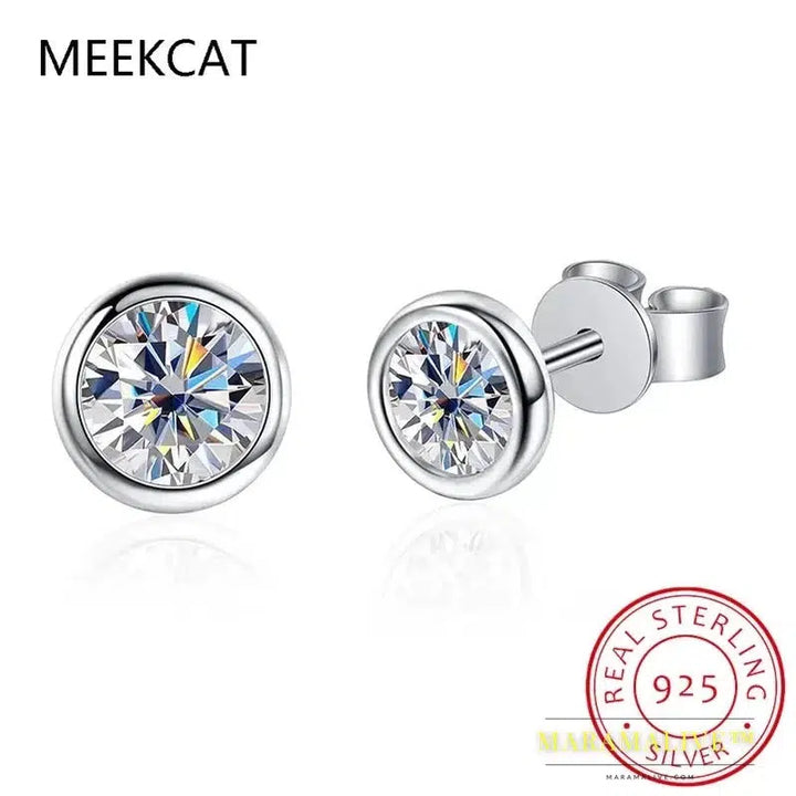 D Color Moissanite Bezel Stud Earrings 18K Gold Plated Pendant Necklace 925 Sterling Silver Jewelry Set Customs Jewelry