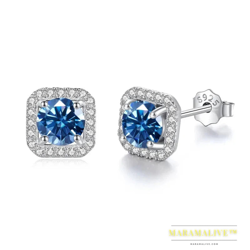 D Color VVS Moissanite Diamond Stud Earrings Luxury Sterling 925 Silver Jewelry For Women