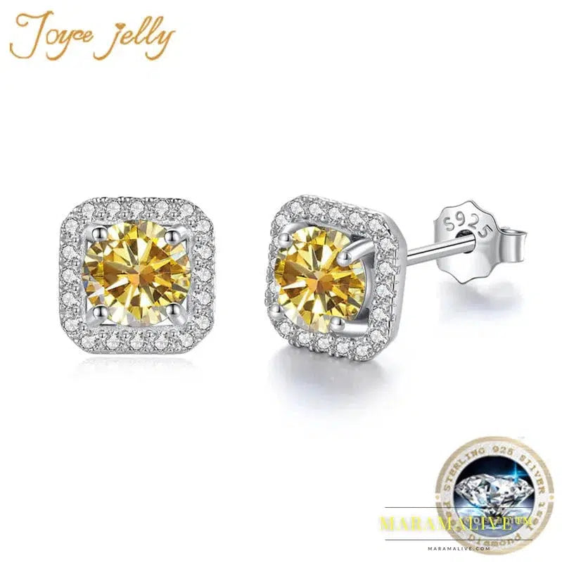 D Color VVS Moissanite Diamond Stud Earrings Luxury Sterling 925 Silver Jewelry For Women