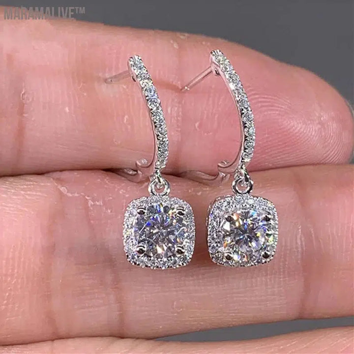 D Moissanite 3ct Earrings 925 Sterling Silver Original Certified Moissanite 1ct Hoop Drop Dangle Earrings 2ct Huggie for Women