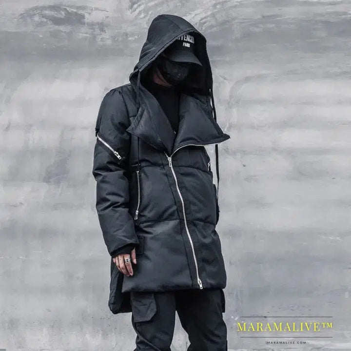 DARK 2021 Winter Jackets Parkas Men Turndown Collar Cargo Function Jacket Parka Hip Hop Streetwear Warm Coats