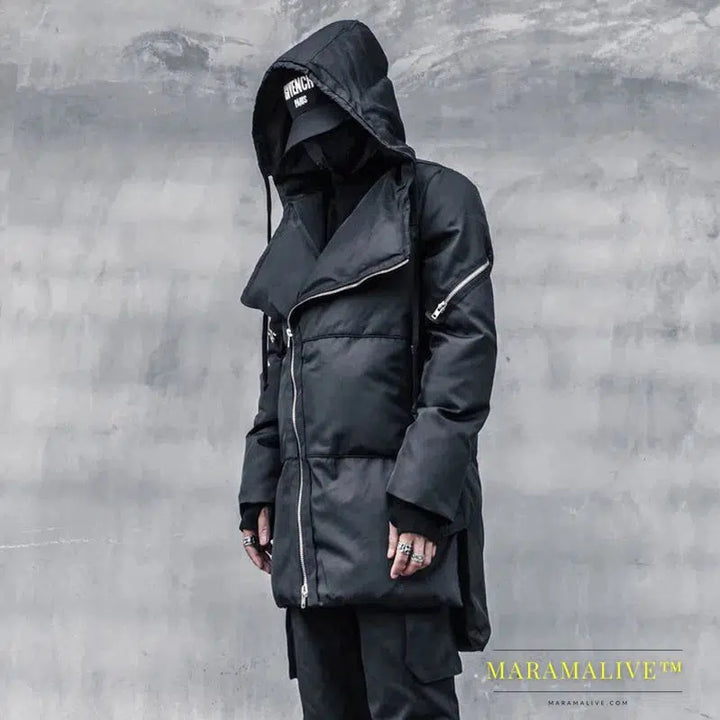 DARK 2021 Winter Jackets Parkas Men Turndown Collar Cargo Function Jacket Parka Hip Hop Streetwear Warm Coats