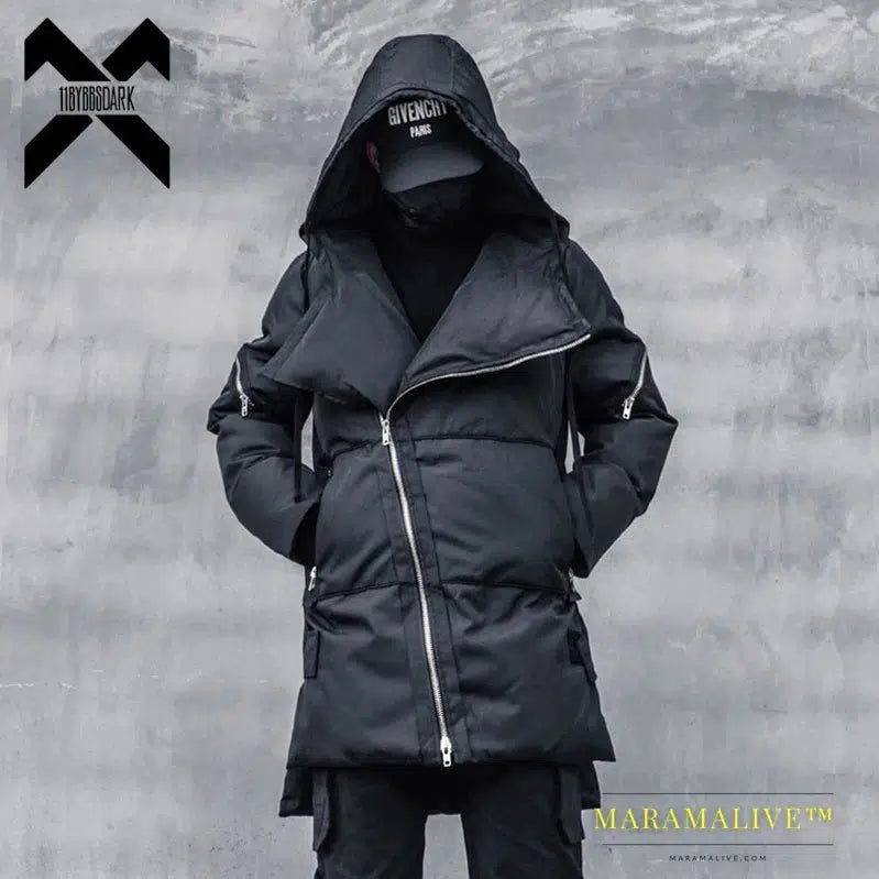 DARK 2021 Winter Jackets Parkas Men Turndown Collar Cargo Function Jacket Parka Hip Hop Streetwear Warm Coats