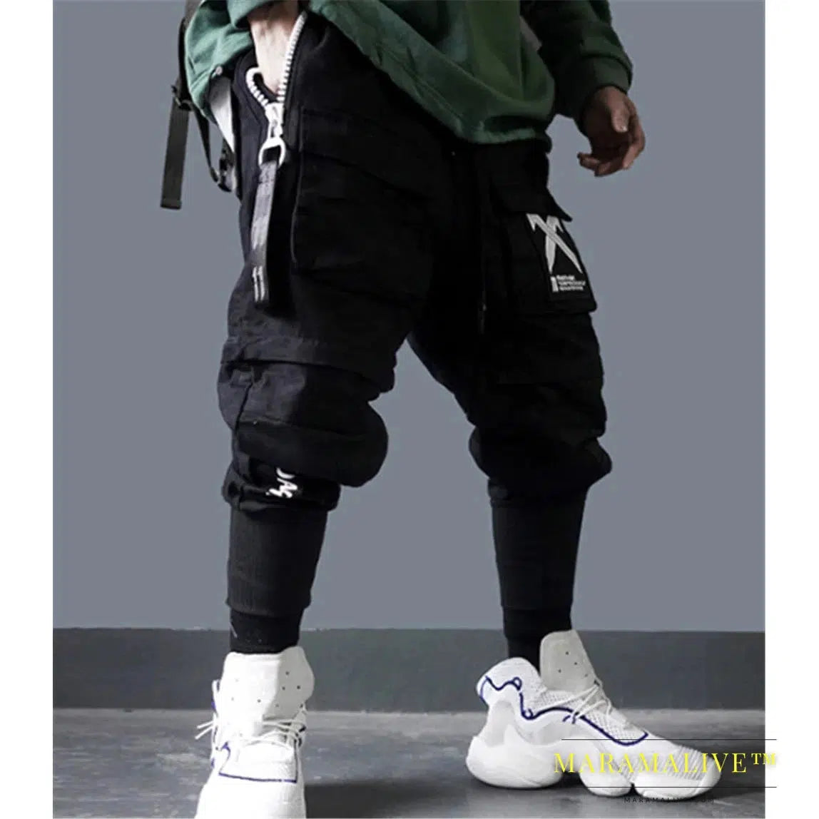 DARK Tactical Functional Cargo Pants Men Multi-Pocket Joggers Trousers 2023 Detachable Hip Hop Streetwear Pant Black