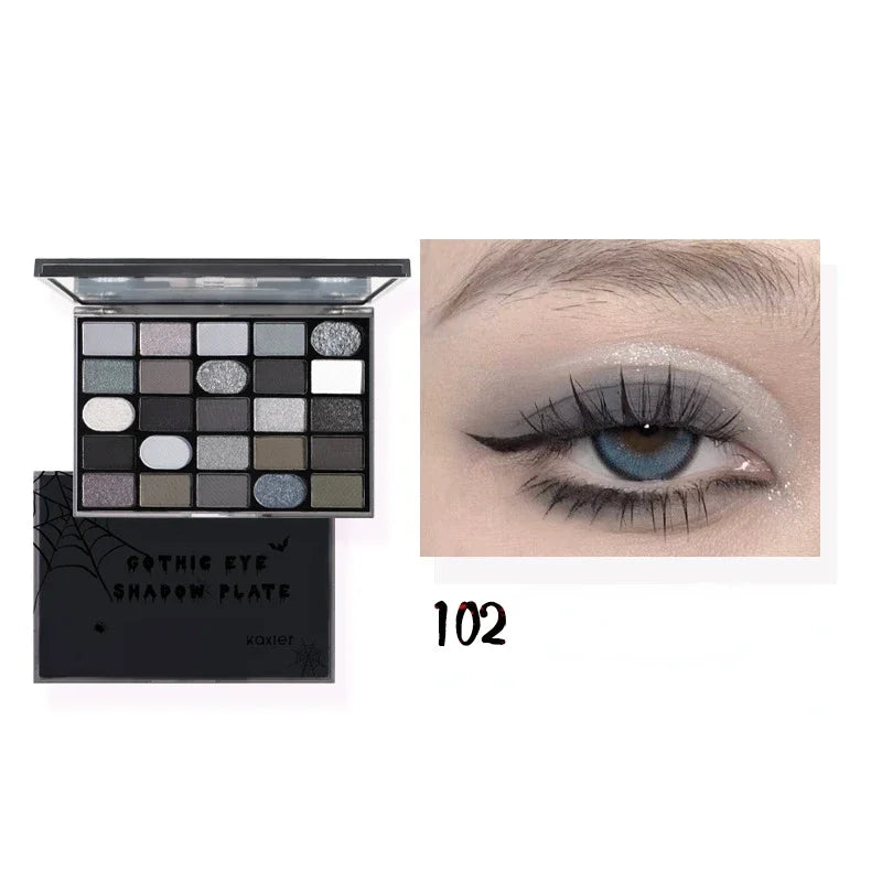 Dark Gothic Eye Shadow Palette - Pearlescent Matte with Fine Sparkles & Mysterious Strobes