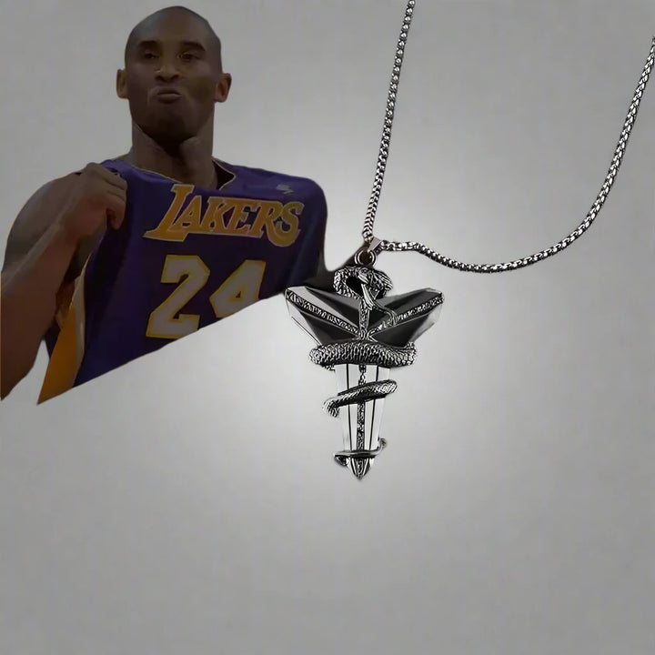 Dark Gothic Punk Tribute Titanium Steel Necklace - Hip Hop Memorial Kobe Bryant 'Black Mamba' Viper Pendant Cross