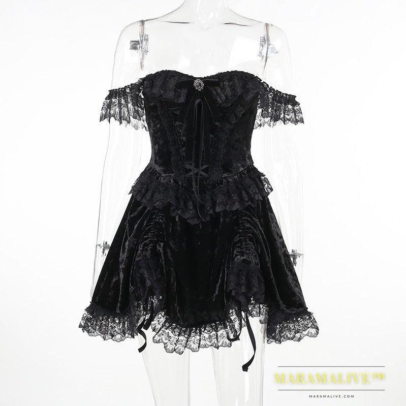 Dark Gothic Style Off-shoulder Dress