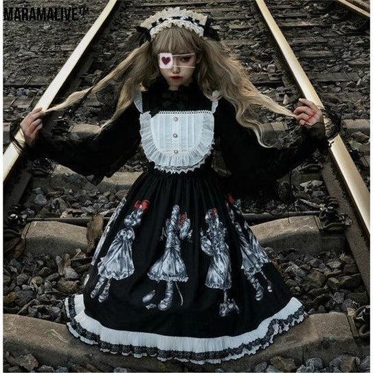 Dark Retro Gorgeous Gothic Simple - Lolita Dress Suspender Skirt