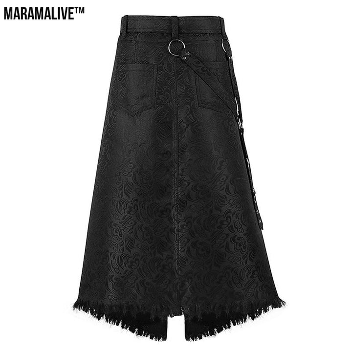 Dark Rock Punk Ash Gothic Asymmetric Half Skirt