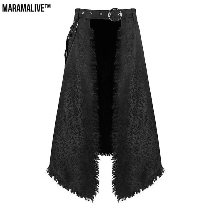 Dark Rock Punk Ash Gothic Asymmetric Half Skirt